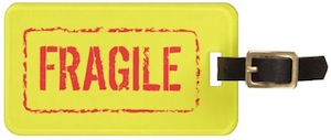 Yellow Fragile Luggage Tag