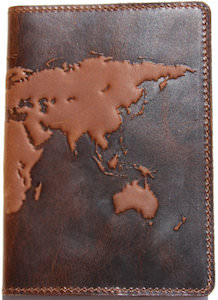 Premium Leather World Map Passport Cover