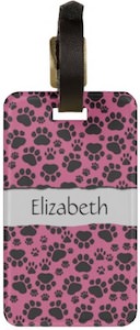 Pink Paw Print Luggage Tag