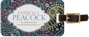 Peacock Paisley Luggage Tag