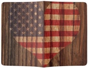 US Flag Wood Theme Passport Cover