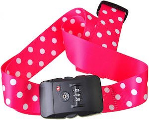 Polka Dots Luggage Strap With Lock