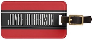 Red And Black Your Name Luggage Tag