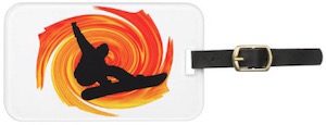 Orange Snowboarding Luggage Tag