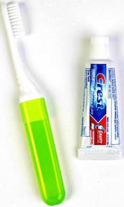 Travel Toothbrush And Small Tube Of Toothpaste