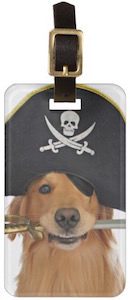 Golden Retriever Pirate Luggage Tag