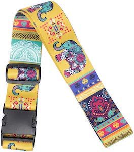 Yellow Luggage Strap With Elephants