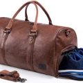 Fake Leather Travel Duffle Bag With Shoe Pouch