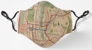 1954 New York Subway Map Face Mask