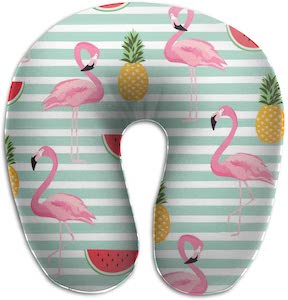 Flamingo And Summer Foods Neck Pillow