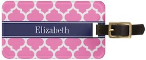 Hot Pink Moroccan Name Luggage Tag