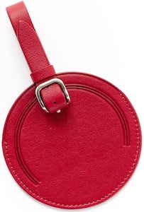 Apple Red Round Leather Luggage Tag