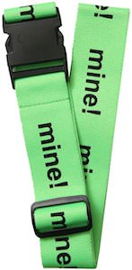 Green Luggage Strap That Says MINE!