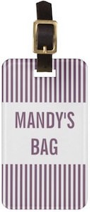 Personalized luggage tag with stripes