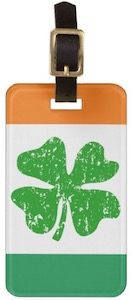 Irish Flag And Shamrock Luggage Tag