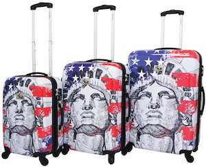 US Flag And Liberty Suitcase Set